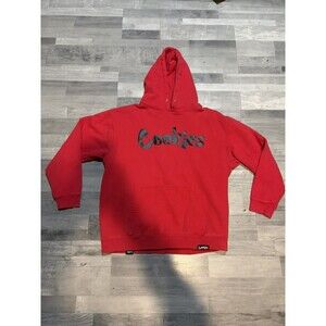 Cookies Large Red Hoodie Pullover Sweatshirt Black Cookie Print